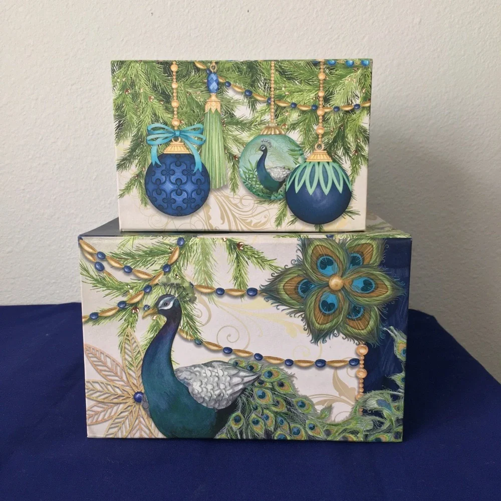 Decorative Peacock Storage Box Set